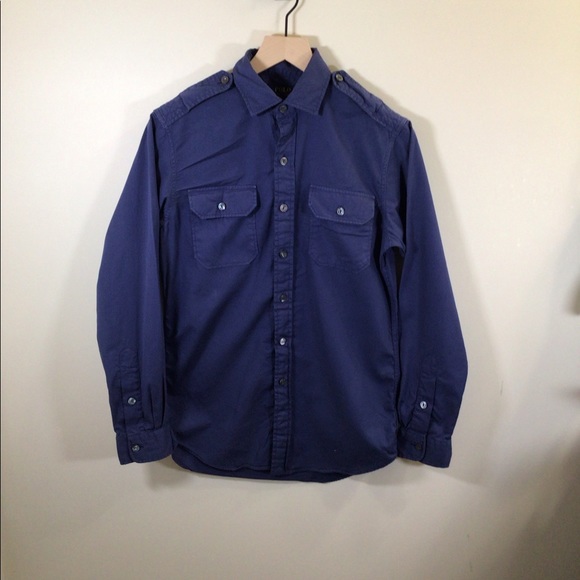 Polo Ralph Lauren Blue Military Button Down - Picture 1 of 4